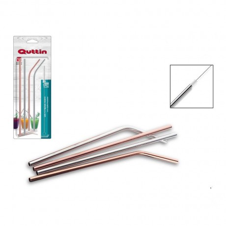 set de 4 pailles en acier avec nettoyant quttin